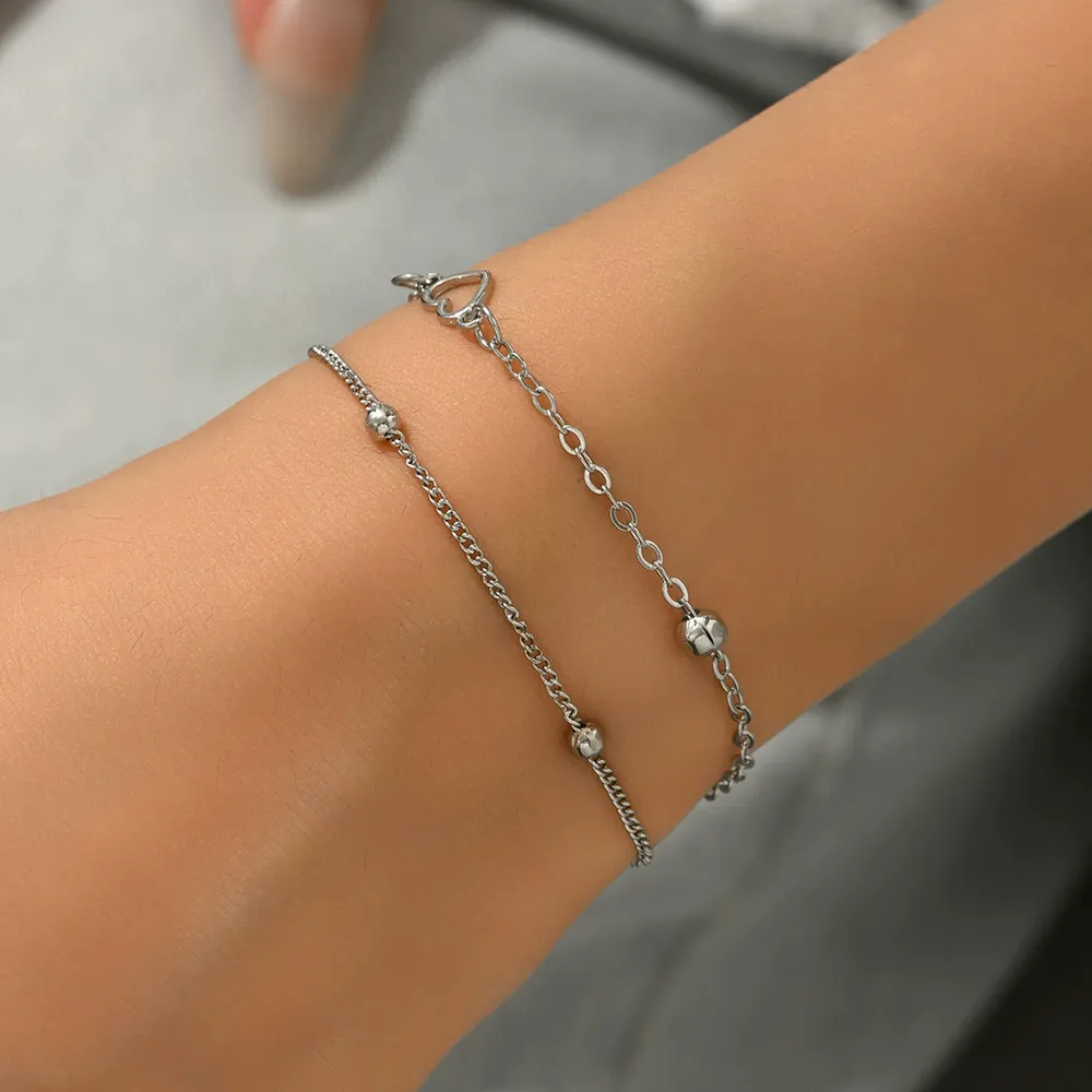 Korean Jewelry Geometric Heart Bracelet Elegant Bangle Minimalist Elegant