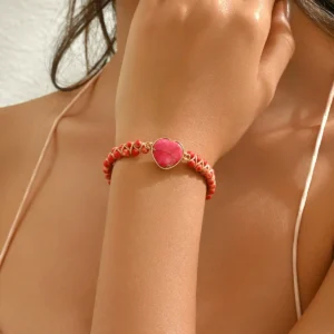 Women'S Jewelry Geometric Heart Designer Bracelet Natural Stone Bracelet Natural Stone Handwoven