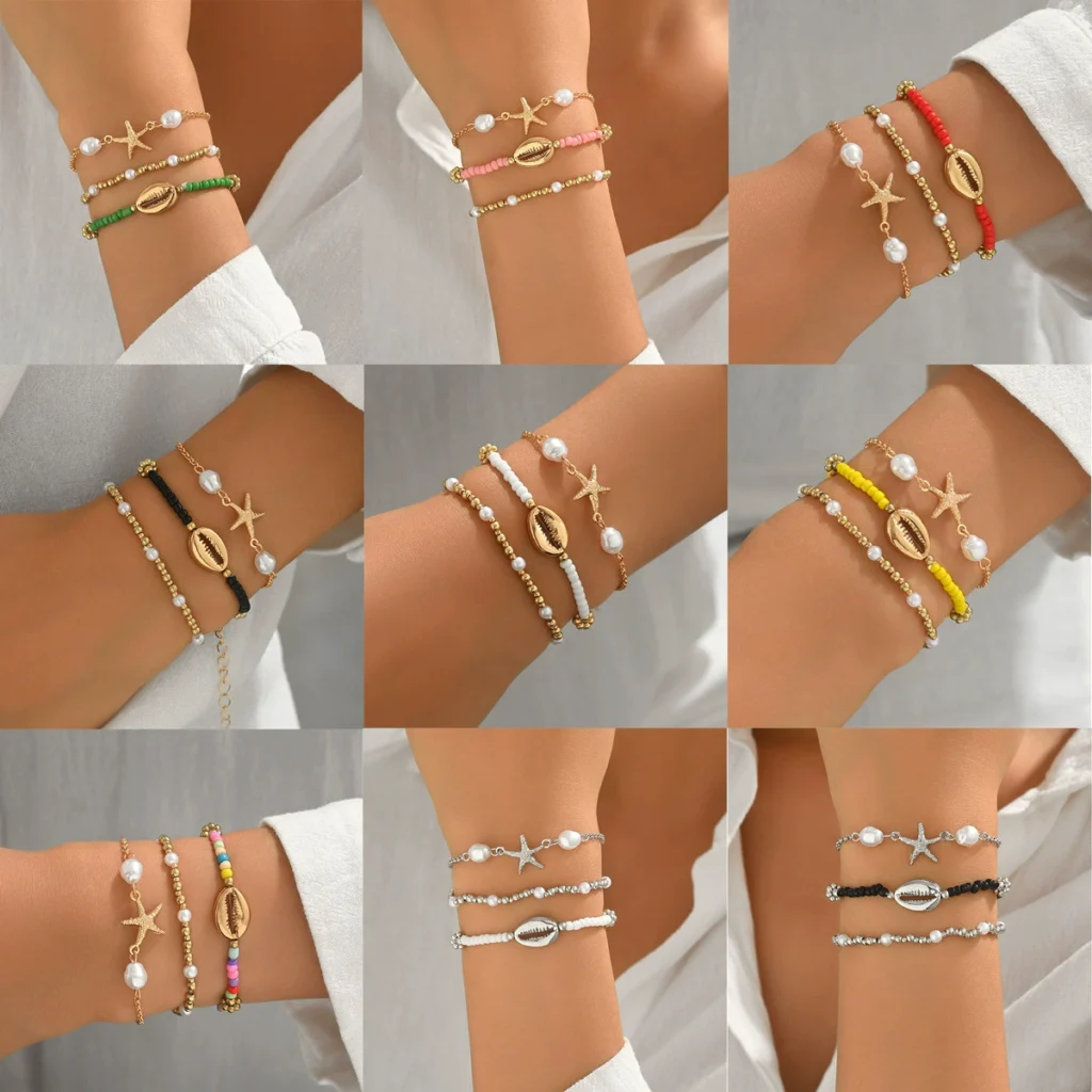 Vintage European Women'S Bracelet Beaded Bracelet Set Beaded