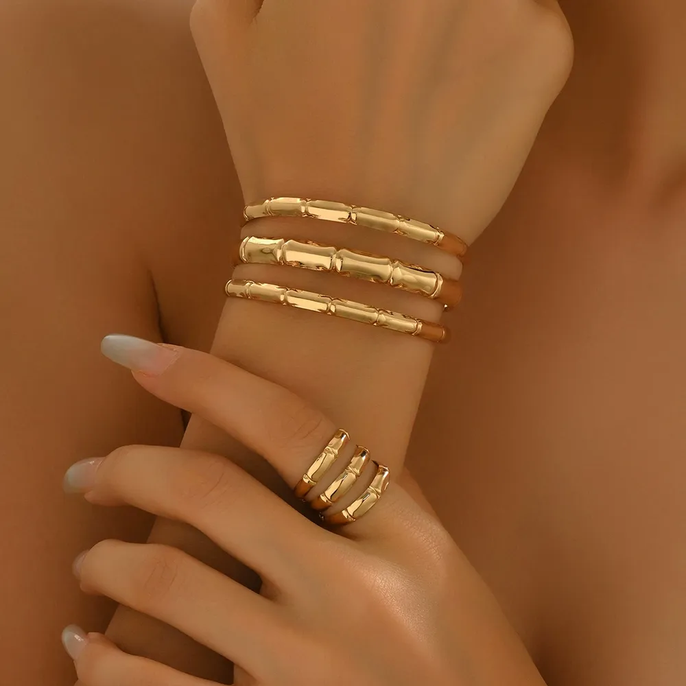 European Women'S Bangle Ring Set Line Open Bangle European