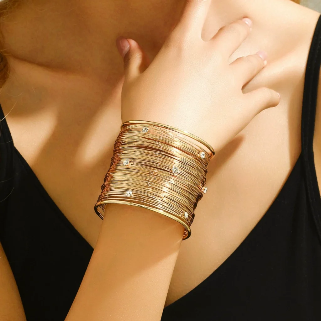 Vintage European Women'S Bangle Inlaid Cz Designer Bangle Open Cz European Designer