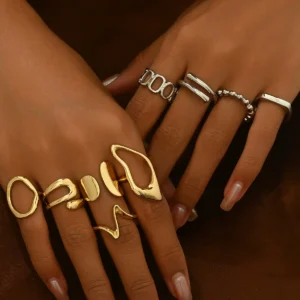 Vintage European Women'S Open Adjustable Ring Geometric Designer Ring