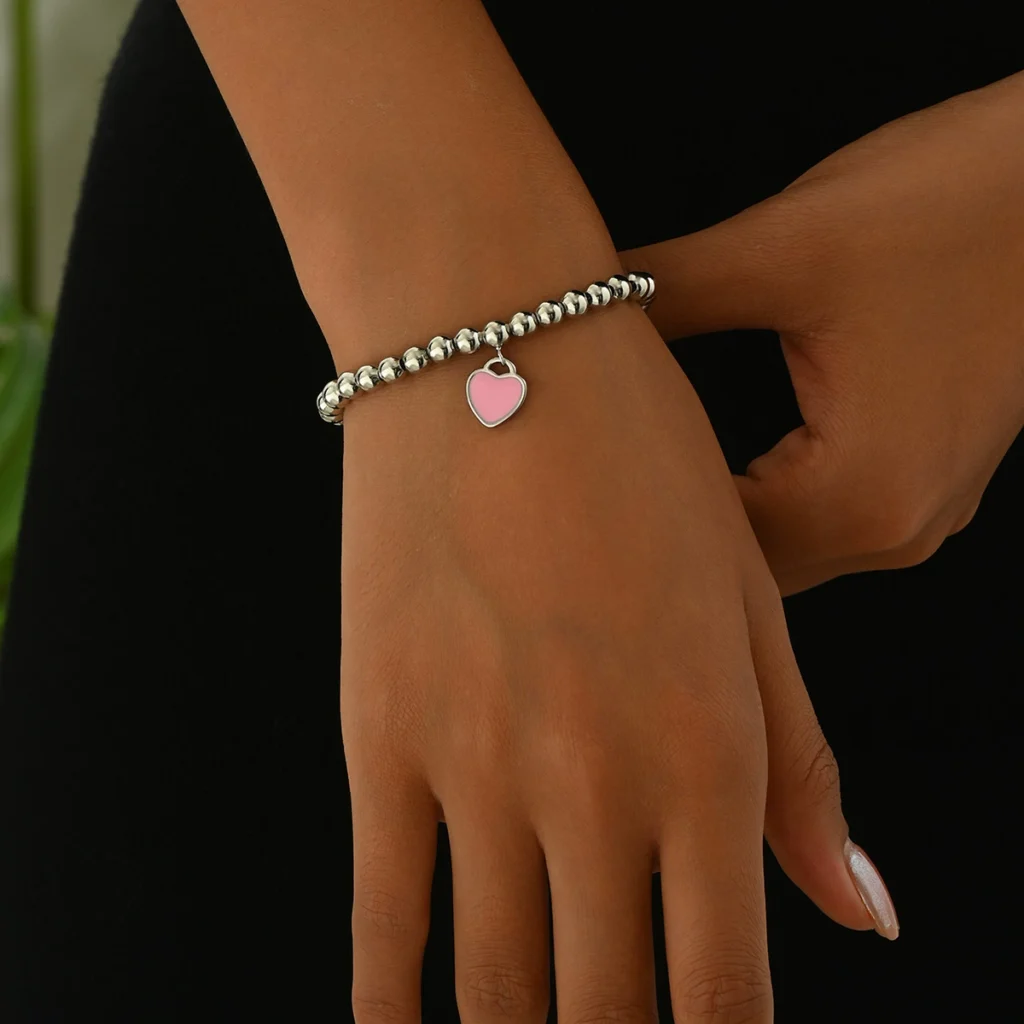 Designer European Women'S Beaded Bracelet Heart Elegant Enamel Bead Bracelet Designer