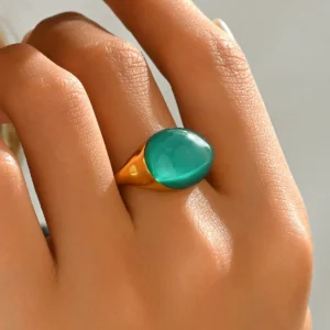 Vintage European Women'S Ring Designer Inlaid Elegant Open Ring Inlaid