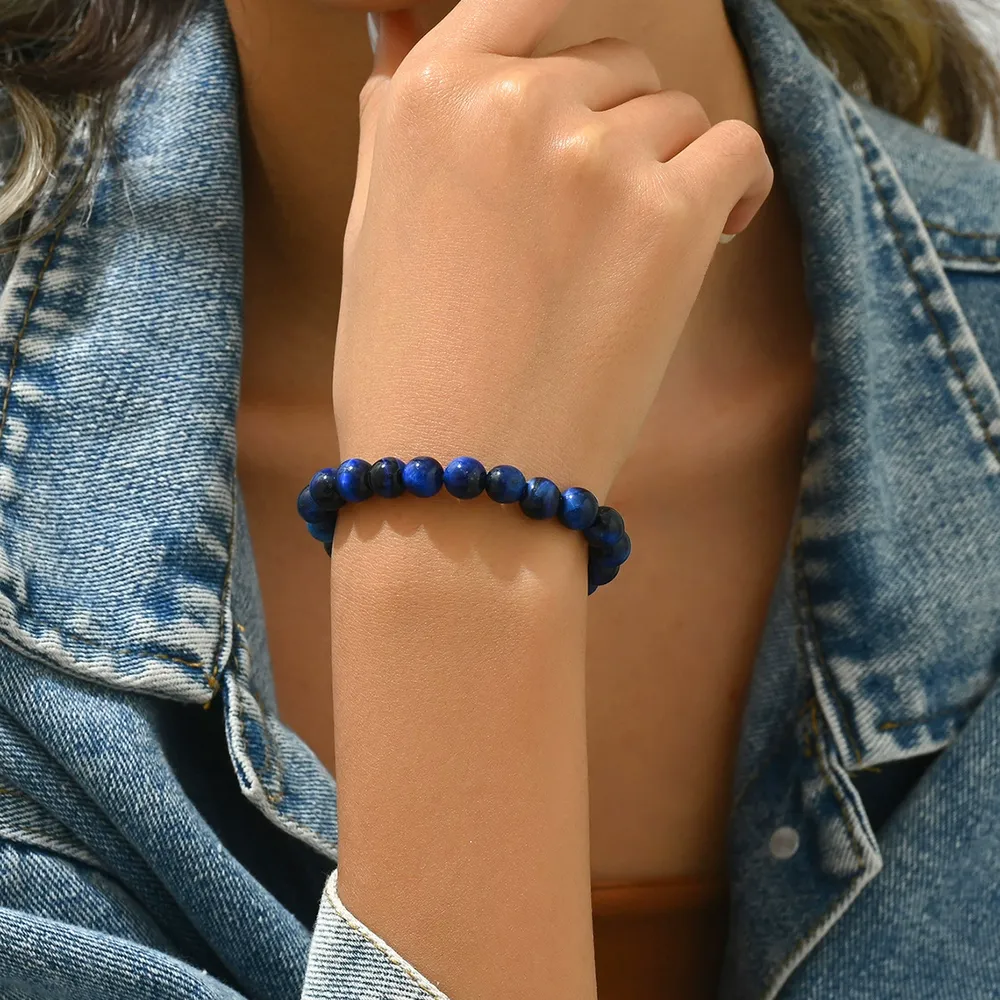 Minimalist Natural Stone Beaded Bracelet Vintage Handwoven Designer Bangle Natural Stone Handwoven