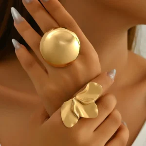 European Women'S Geometric Ring Flower Open Index Ring