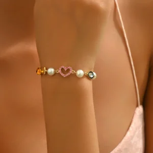 Geometric European Women'S Bracelet Elegant Cz Heart Bangle Designer