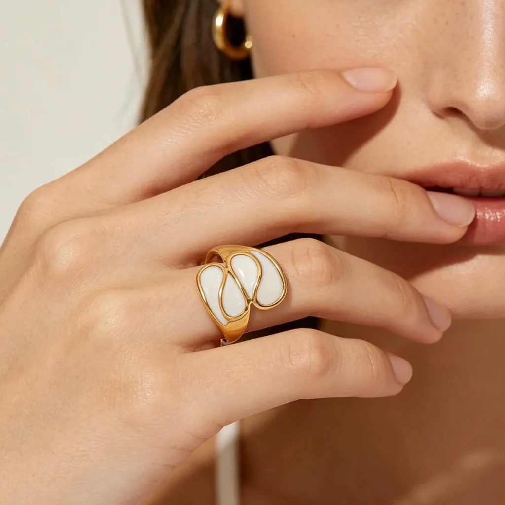 Ring Geometric Vintage Enamel Open Index Ring Enamel Geometric Luxury