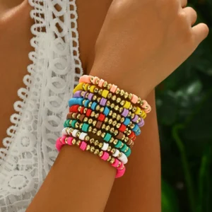 European Women'S Bracelet Set Geometric Multi-Layer Designer Bangle Elegant Handwoven Designer