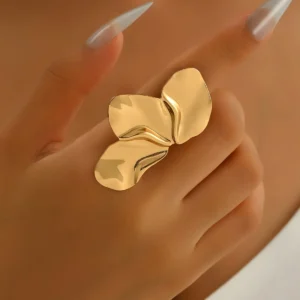 European Women'S Geometric Ring Gold Flower Designer Open Index Ring
