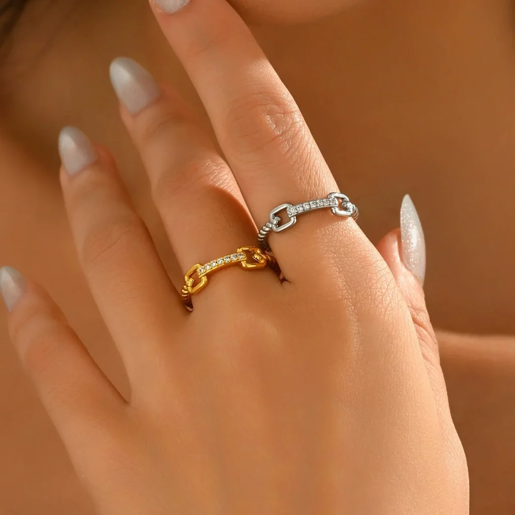 Women'S Ring Geometric Line Cz Open Index Ring Alloy Cz
